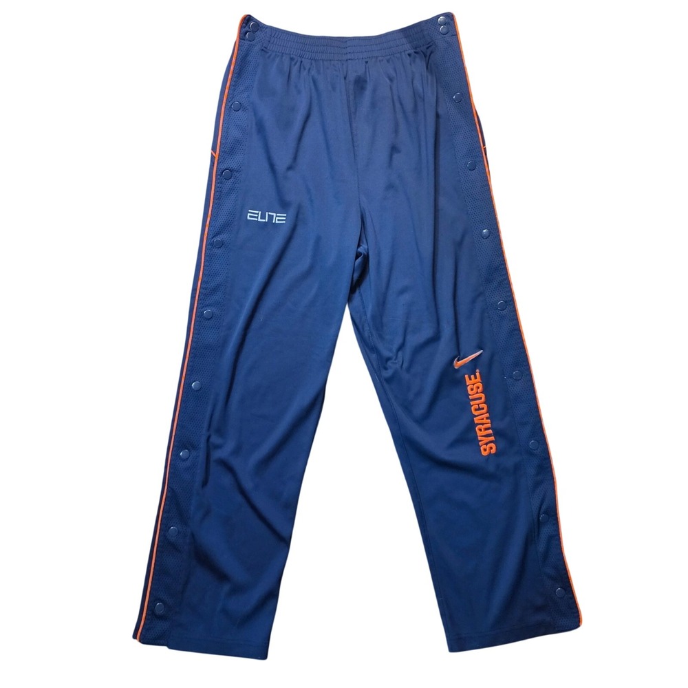 Y2K Nike Elite Syracuse Orange Tearaway Track Pants Medium Navy Blue Snap Side